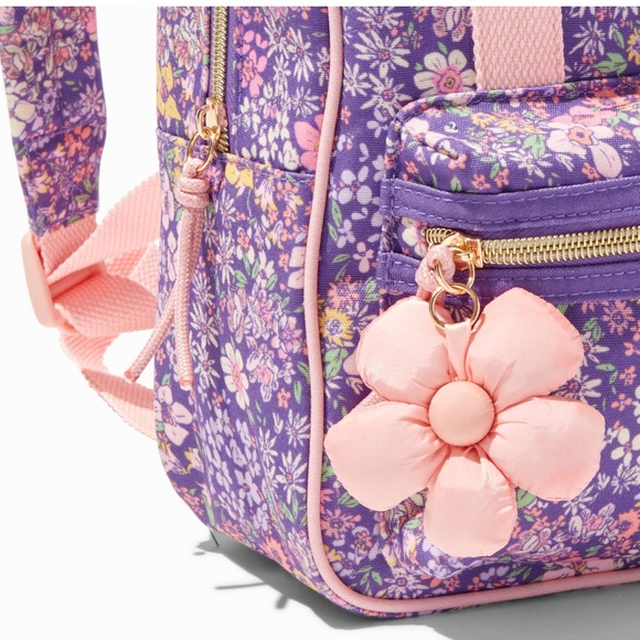 ‼️PRICE DROP‼️ BNWT Claire's Club Purple Floral Backpack - Picture 3 of 3
